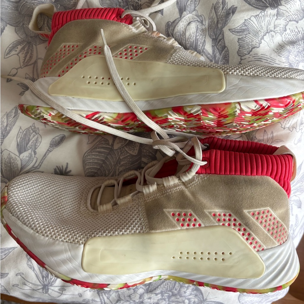 Adidas Dame 5 All Skate Red and White Men's Basketball Shoes Size 9.5 - Picture 6 of 7